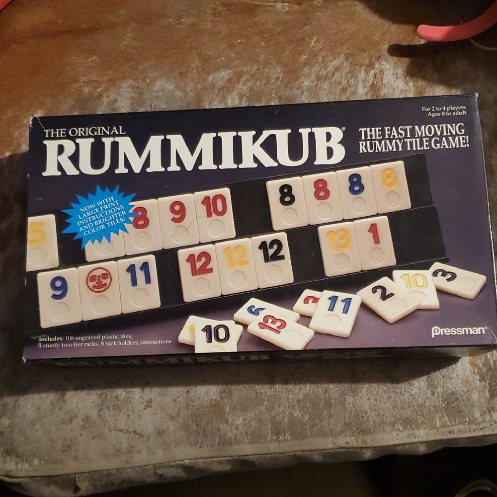 Pressman Rummikub Tile Game - White Tiles with Multi-Color Numbers